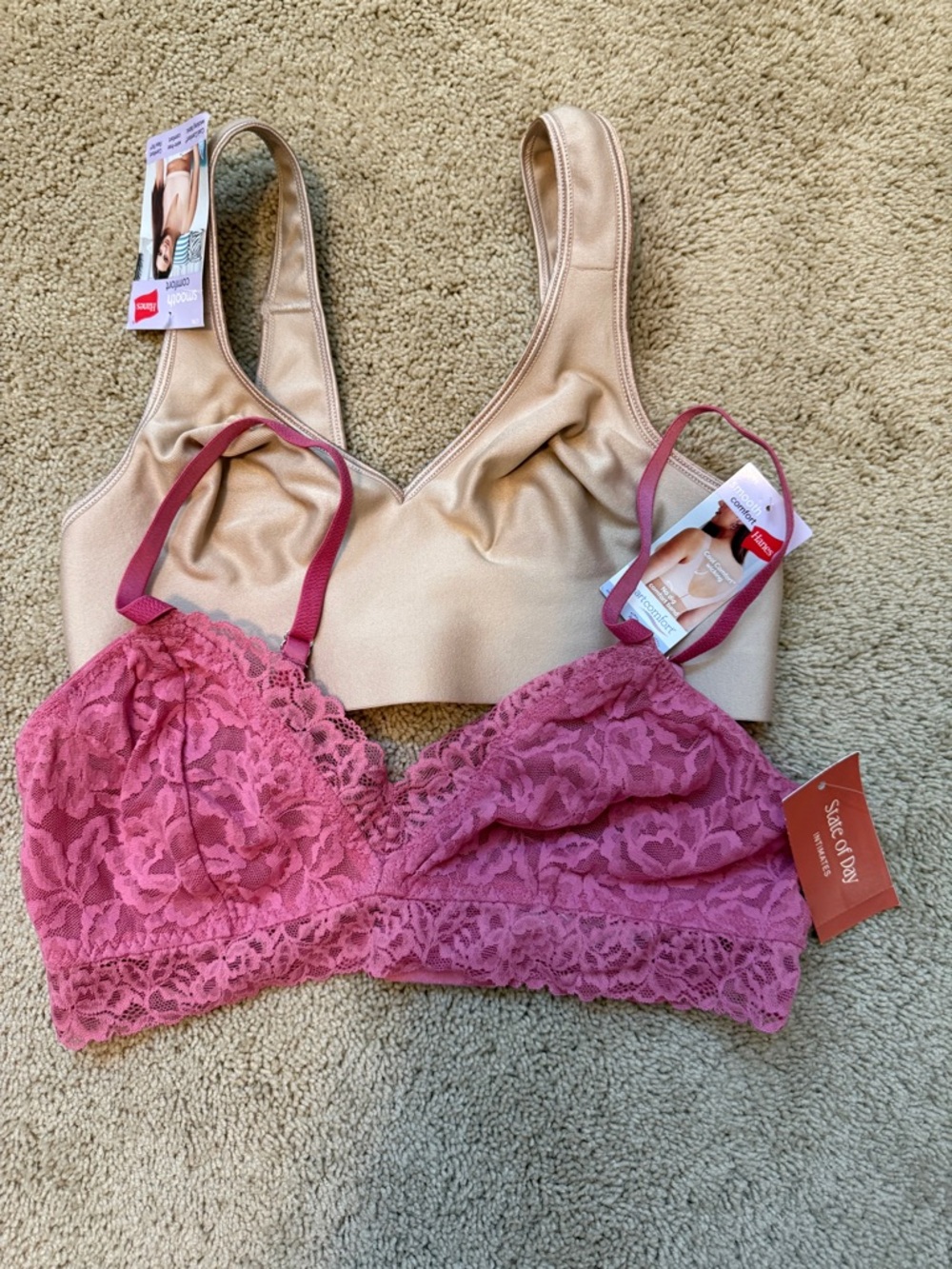 Hanes and State of the Day Bralette Bundle Sz S NWT